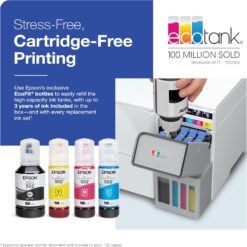 Epson EcoTank ET-2980 Wireless All-in-One Color Supertank Printer, 15 PPM, 1.44" Color Screen, Auto 2-Sided Printing - White