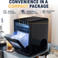 Newair Nugget Ice Maker Countertop, 44 lbs in 24 Hours Ice Machine Nugget, Self Cleaning Ice Maker in Black Stainless Steel