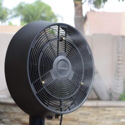 NewAir Outdoor Misting Fan and Pedestal Fan in Black, Cools 500 sq. ft. with 3 Fan Speeds and Wide-Angle Oscillation
