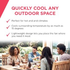 NewAir Outdoor Misting Fan and Pedestal Fan in Black, Cools 500 sq. ft. with 3 Fan Speeds and Wide-Angle Oscillation