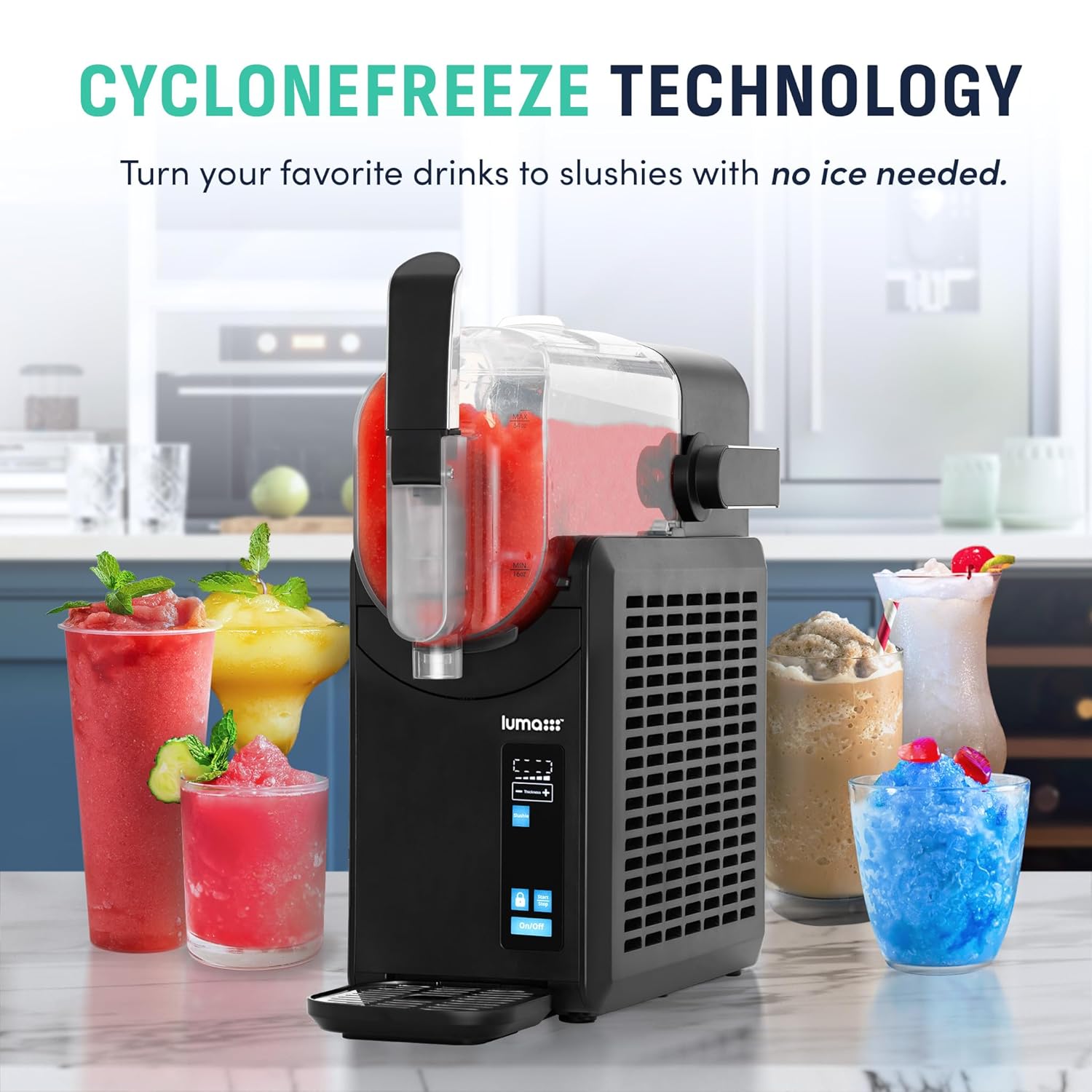 Luma by Newair Frozen Slushie Drink Maker, 88 oz Slushy Ice Machine with CycloneFreeze Technology, 5 Preset Programs and Auto Cleaning