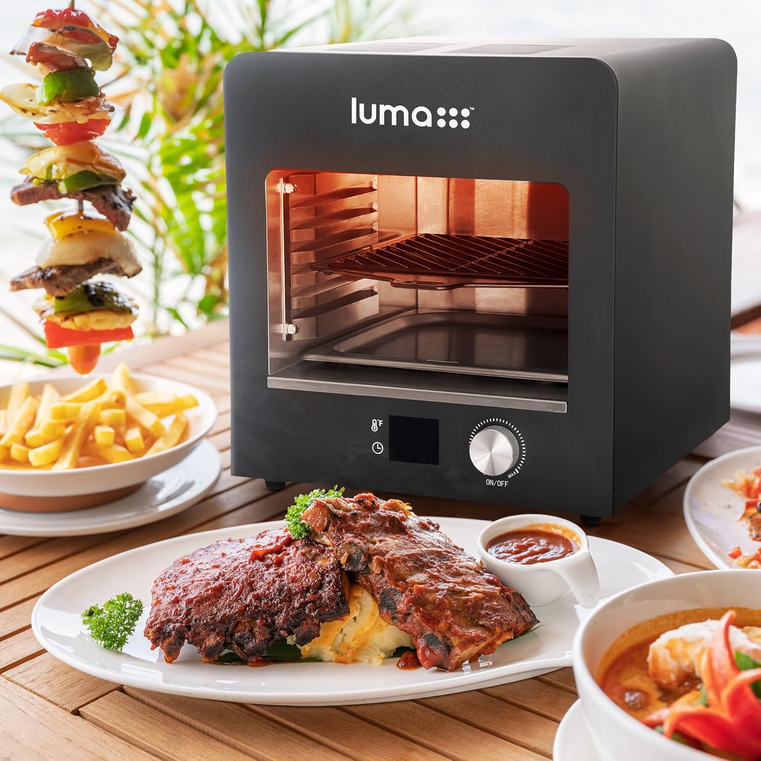 Luma Electric Steak Grill, Portable Indoor Countertop Oven with Griddle, Smokeless Electric Infrared Grill, Heats up to 1450 Degrees