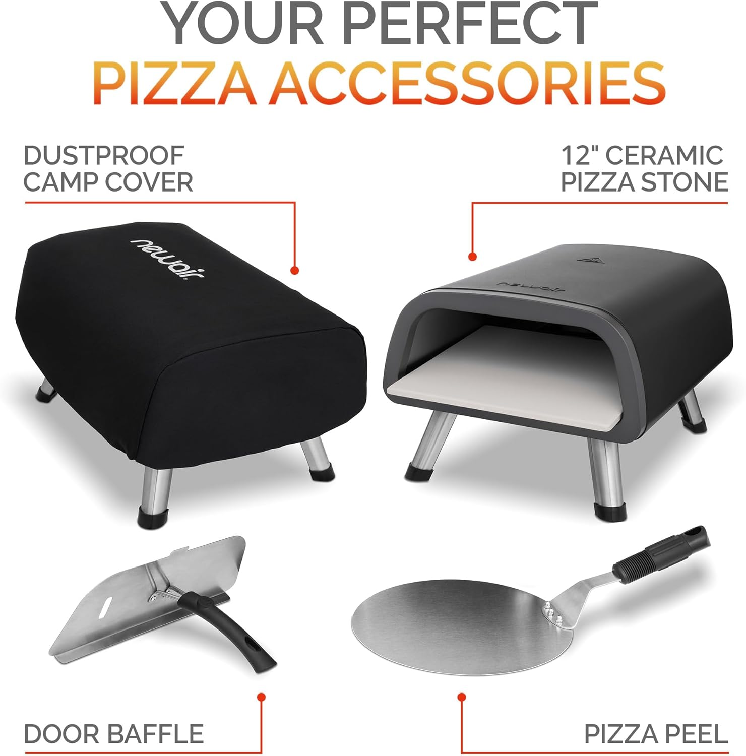 Newair 12" Electric Pizza Oven - Pizza Maker Machine for Home and Outdoor, 1850W Convection Oven Countertop Pizza Pan