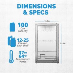 NewAir Small Cooler 2.4 Cu. Ft. Mini Fridge for Bedroom in Stainless Steel, 100 Can Capacity Beverage Refrigerator
