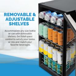 NewAir Small Cooler 2.4 Cu. Ft. Mini Fridge for Bedroom in Stainless Steel, 100 Can Capacity Beverage Refrigerator