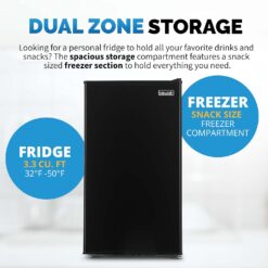 NewAir 3.3 Cu. Ft. Compact Mini Fridge with Chiller Compartment, Energy Star Certified, Single Door Refrigerator, Can Dispenser