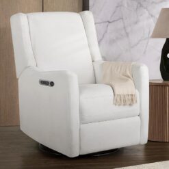 Delta Children Mercer Electronic Power Recliner and Swivel Glider with USB Port in LiveSmart Performance Fabric, Pearl