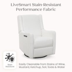 Delta Children Mercer Electronic Power Recliner and Swivel Glider with USB Port in LiveSmart Performance Fabric, Pearl
