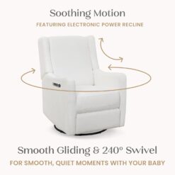 Delta Children Mercer Electronic Power Recliner and Swivel Glider with USB Port in LiveSmart Performance Fabric, Pearl