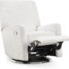 Delta Children Nest Nursery Swivel Recliner - Fabric is GREENGUARD Gold Certified and Oeko-TEX Standard 100 - Upholstered in a Unique Chenille Yarn for Blanket Like Softness, Oyster