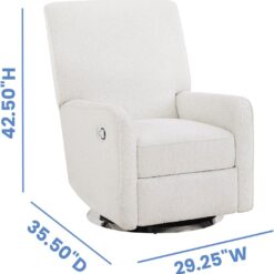 Delta Children Nest Nursery Swivel Recliner - Fabric is GREENGUARD Gold Certified and Oeko-TEX Standard 100 - Upholstered in a Unique Chenille Yarn for Blanket Like Softness, Oyster