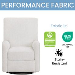 Delta Children Nest Nursery Swivel Recliner - Fabric is GREENGUARD Gold Certified and Oeko-TEX Standard 100 - Upholstered in a Unique Chenille Yarn for Blanket Like Softness, Oyster