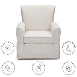 Delta Children Upholstered Glider Swivel Rocker Chair, Sand