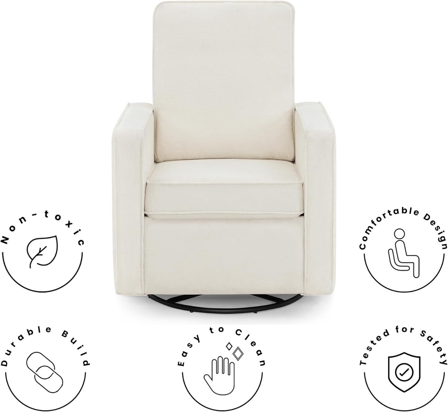 Delta Children Luna Nursery Swivel Glider - Greenguard Gold Certified and Oeko-TEX Standard 100 Fabric, Oatmeal