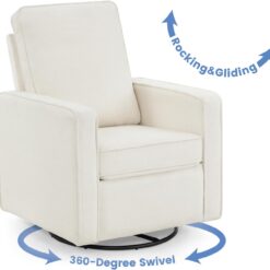 Delta Children Luna Nursery Swivel Glider - Greenguard Gold Certified and Oeko-TEX Standard 100 Fabric, Oatmeal