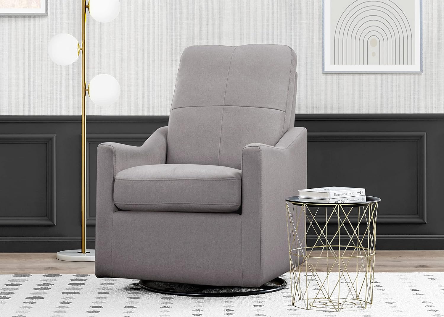 Delta Children Kenwood Glider Swivel Rocker Chair, French Grey
