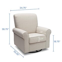 Delta Children Avery Upholstered Glider Swivel Rocker Chair, Metal, Sand