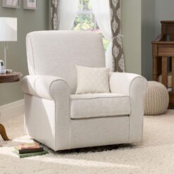 Delta Children Avery Upholstered Glider Swivel Rocker Chair, Metal, Sand