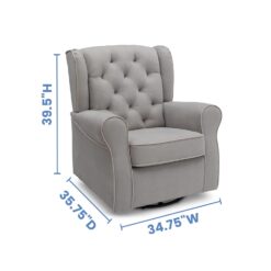 Delta Children Emerson Upholstered Glider Swivel Rocker Chair, Dove Grey with Soft Grey Welt