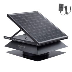 OmniPV Solar Attic Fan Pro 2850 -CFM Black Aluminum Hybrid electric/solar Power Roof Vent