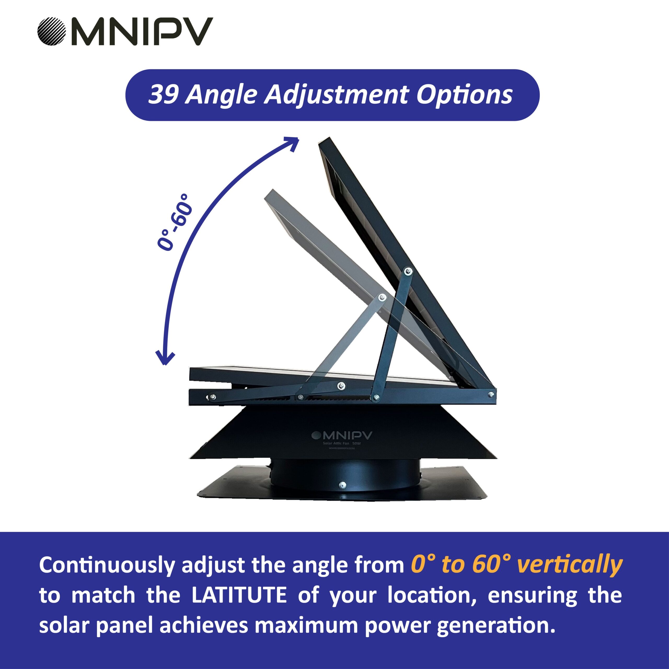 OmniPV Solar Attic Fan Pro 2850 -CFM Black Aluminum Hybrid electric/solar Power Roof Vent