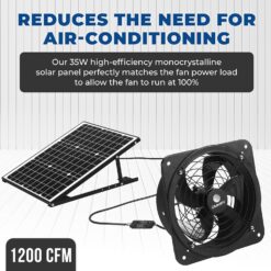 Solar Powered Wall Mount Exhaust Fan, 35 Watt