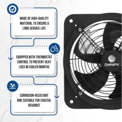 Solar Powered Wall Mount Exhaust Fan, 35 Watt