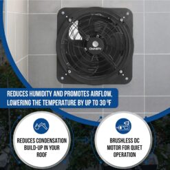 Solar Powered Wall Mount Exhaust Fan, 35 Watt