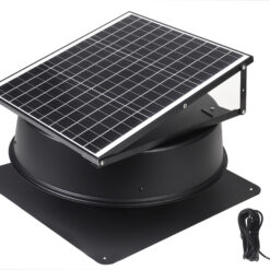 OmniPV Solar Fans 1600 -CFM Black Powder Coated Galvanized steel Solar Power Roof Vent