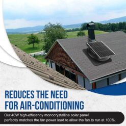 OmniPV Solar Fans 1600 -CFM Black Powder Coated Galvanized steel Solar Power Roof Vent
