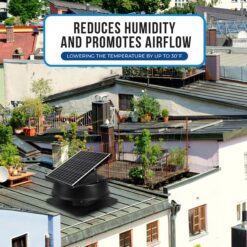 OmniPV Solar Fans 1600 -CFM Black Powder Coated Galvanized steel Solar Power Roof Vent
