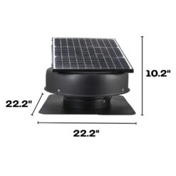 OmniPV Solar Fans 1600 -CFM Black Powder Coated Galvanized steel Solar Power Roof Vent