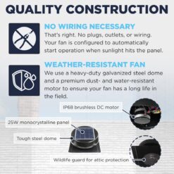 Maxx Air 1030 -CFM Black Galvanized steel Solar Power Roof Vent