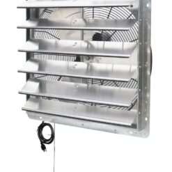 iLIVING Variable Speed Shutter Exhaust Fan 24-in Plug in Indoor Silver Wall Mounted Fan