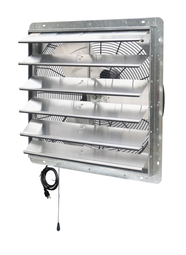 iLIVING Variable Speed Shutter Exhaust Fan 24-in Plug in Indoor Silver Wall Mounted Fan