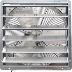 iLIVING Variable Speed Shutter Exhaust Fan 24-in Plug in Indoor Silver Wall Mounted Fan