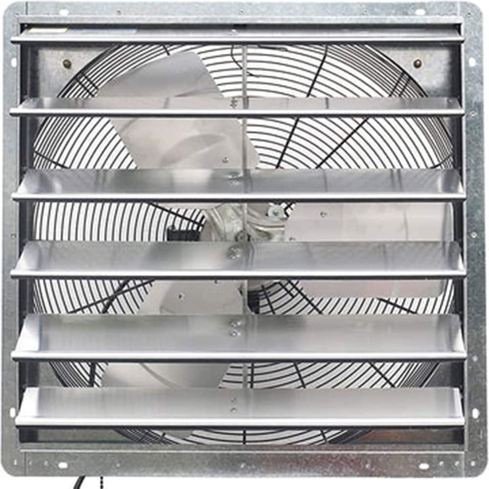 iLIVING Variable Speed Shutter Exhaust Fan 24-in Plug in Indoor Silver Wall Mounted Fan