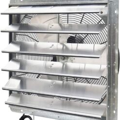 iLIVING Variable Speed Shutter Exhaust Fan 24-in Plug in Indoor Silver Wall Mounted Fan