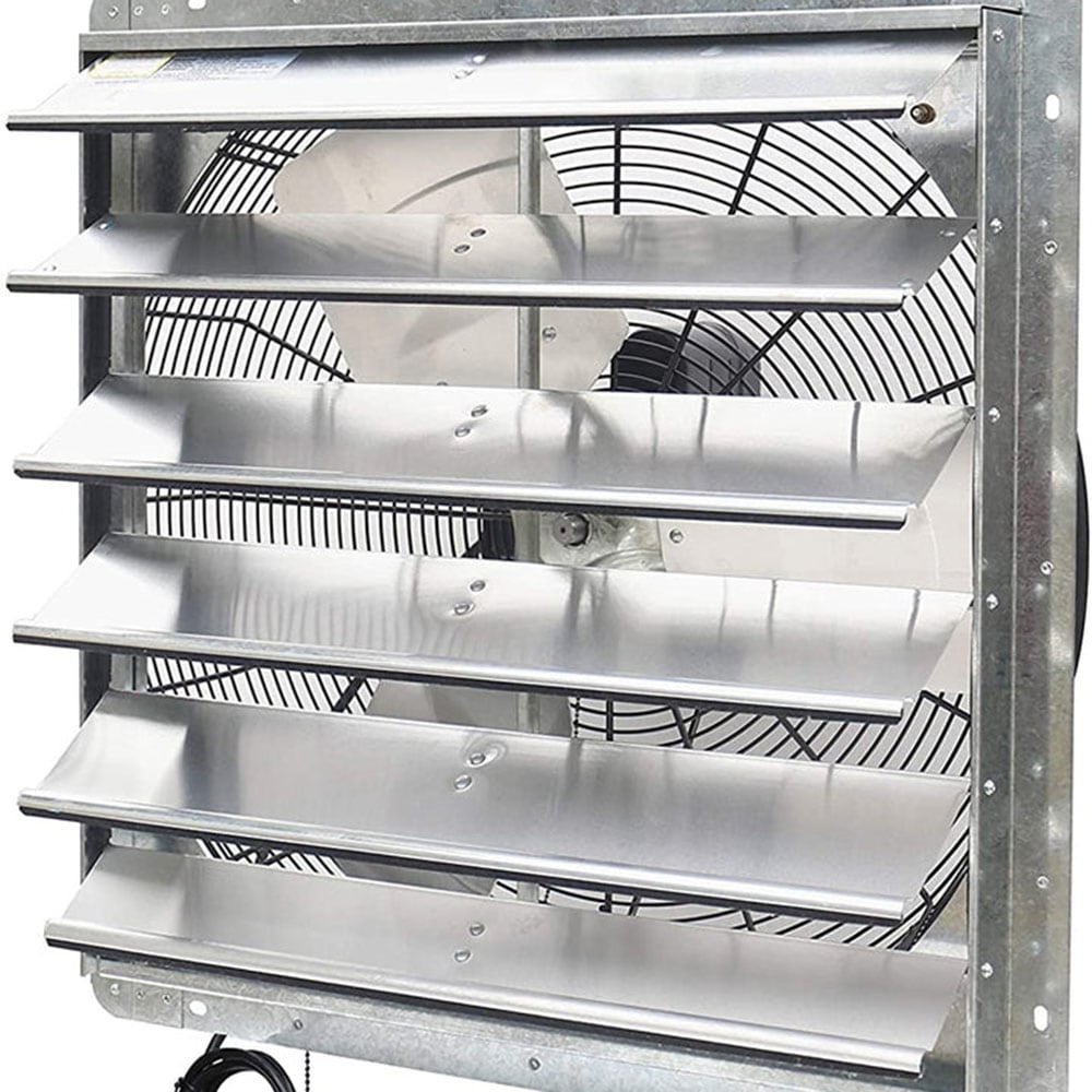 iLIVING Variable Speed Shutter Exhaust Fan 24-in Plug in Indoor Silver Wall Mounted Fan