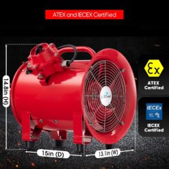 iLiving - ILG8EF10EX Explosion Proof Utility High Velocity Blower, Fume Extractor, Air Ventilation with 1943 CFM, 3300 RPM (10 Inch)