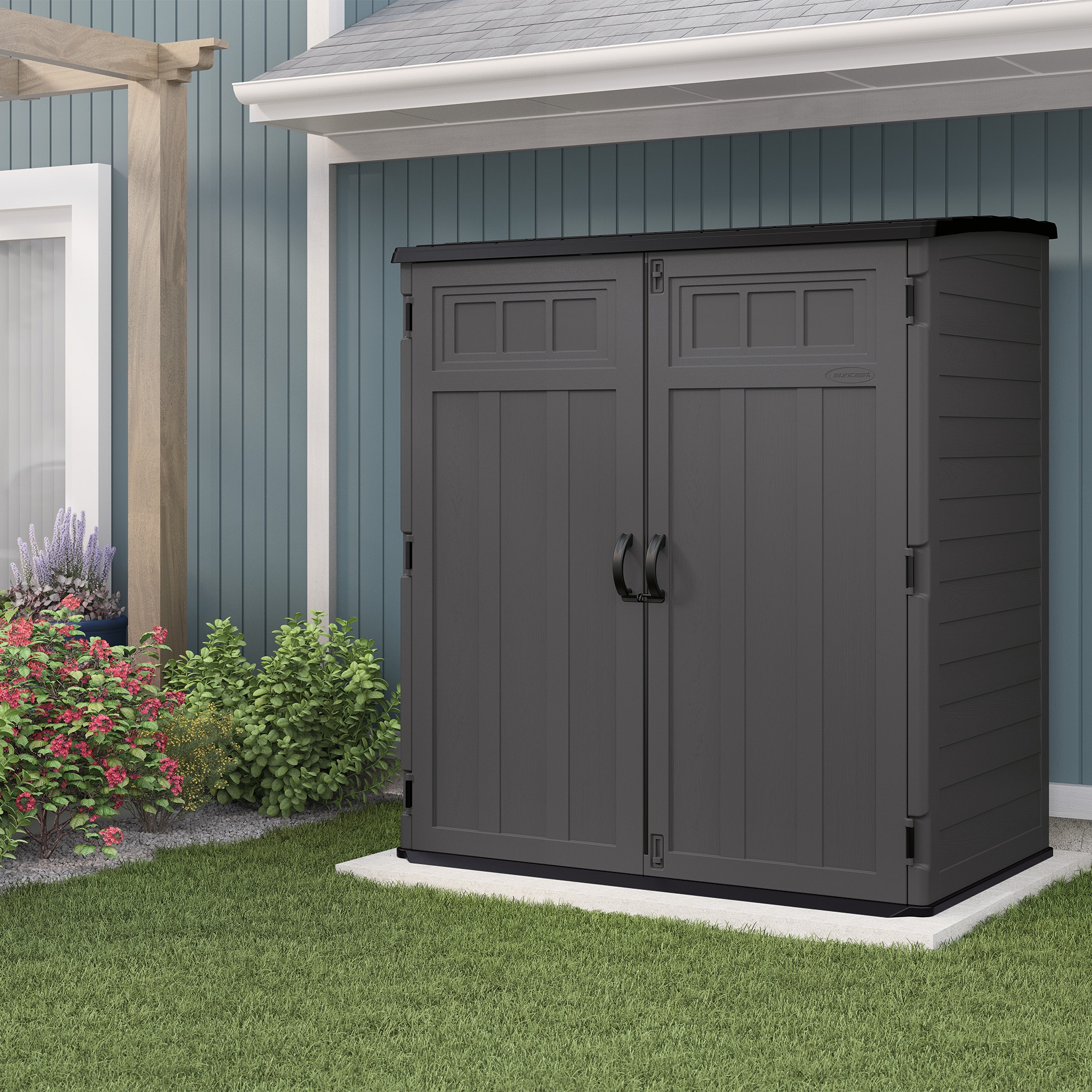 Suncast 6-ft x 4-ft Vertical Black Lean-to Resin Storage Shed