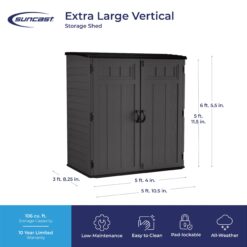Suncast 6-ft x 4-ft Vertical Black Lean-to Resin Storage Shed