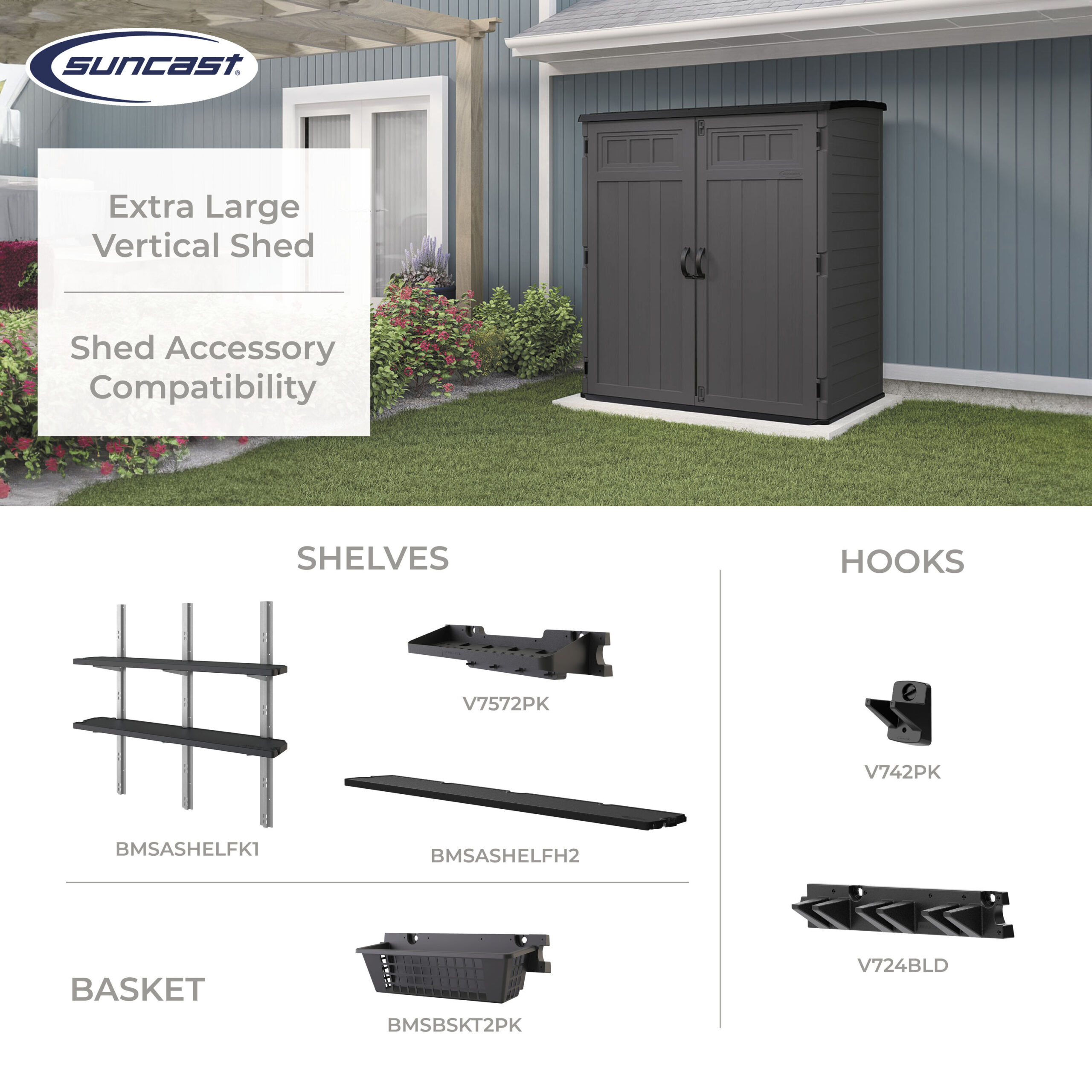Suncast 6-ft x 4-ft Vertical Black Lean-to Resin Storage Shed