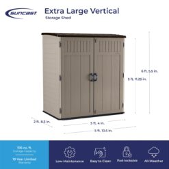 Suncast 6-ft x 4-ft Vertical Brown Lean-to Resin Storage Shed