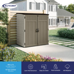 Suncast 6-ft x 4-ft Vertical Brown Lean-to Resin Storage Shed