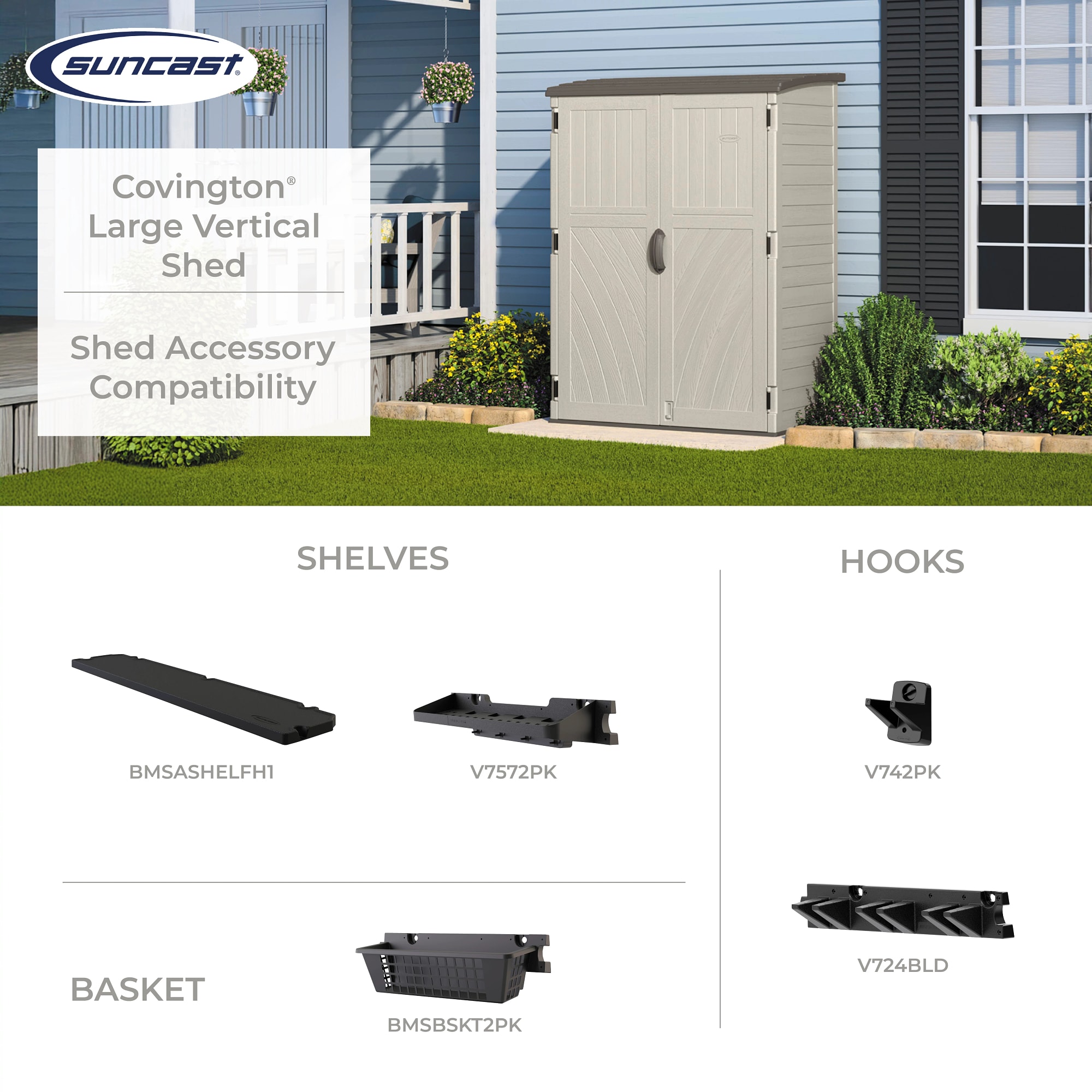 Suncast 4-ft x 2-ft Vertical Off-white Lean-to Roof Plastic Resin Storage Shed