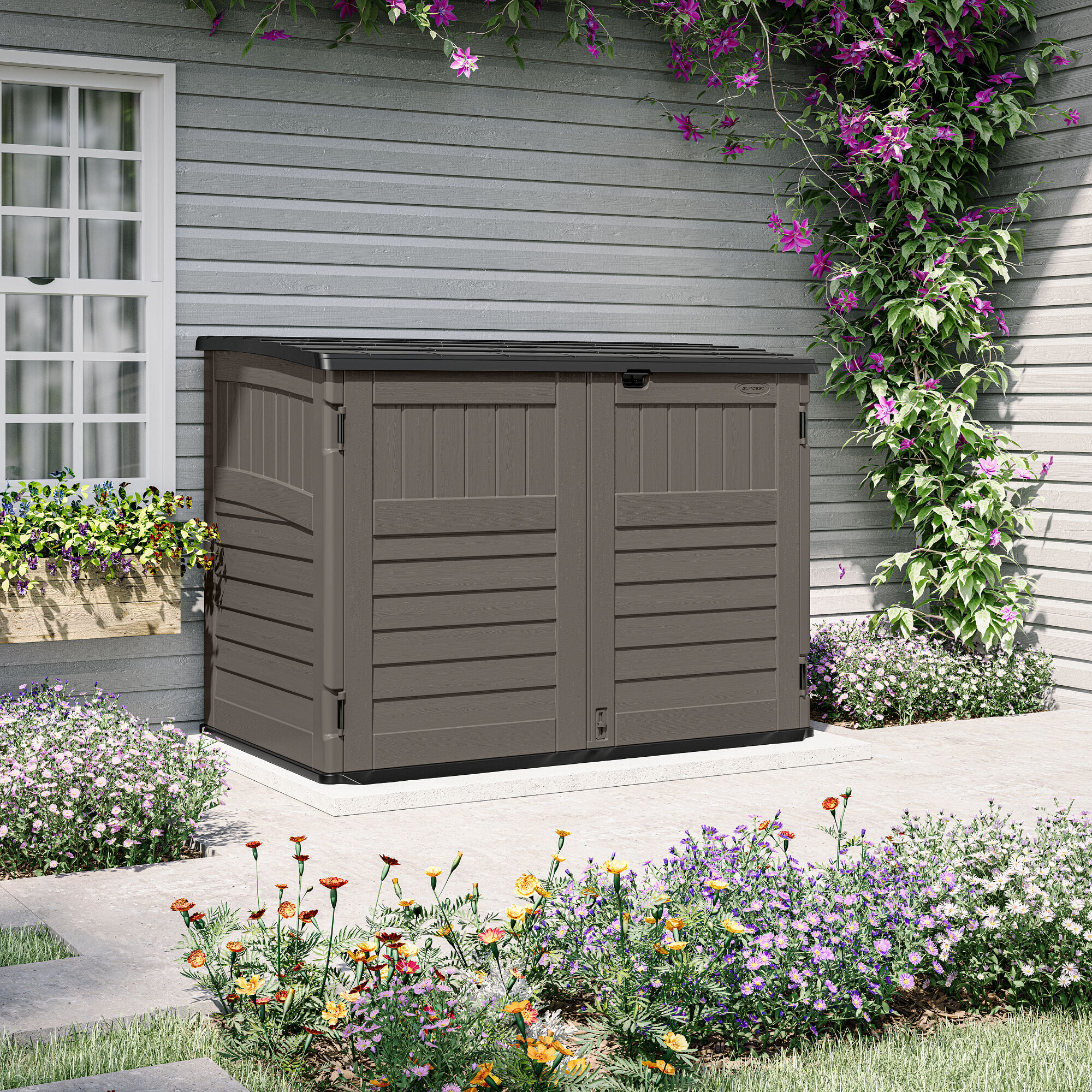 Suncast 6-ft x 4-ft Trash Hideaway Gray Lean-to Roof Plastic Resin Storage Shed