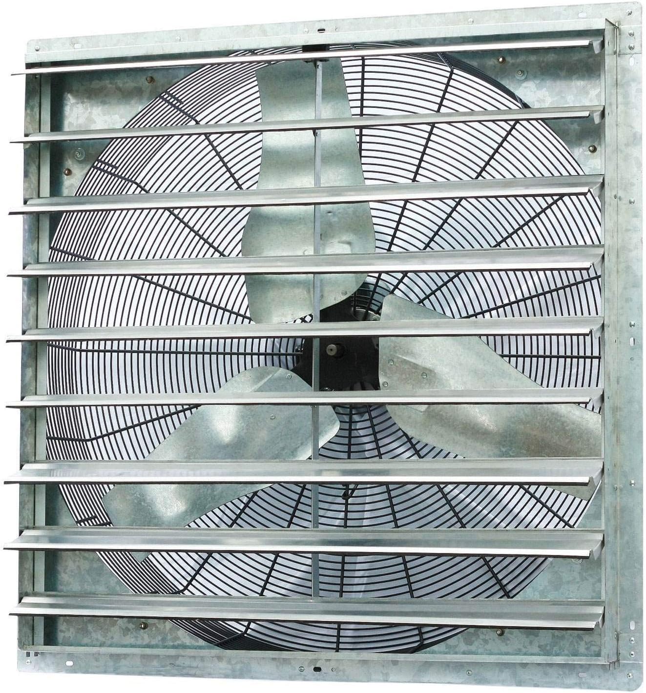 Iliving - 36" Wall Mounted Shutter Exhaust Fan - Automatic Shutter - 6128 CFM, 9000 SQF Coverage Area, Silver (ILG8SF36S)