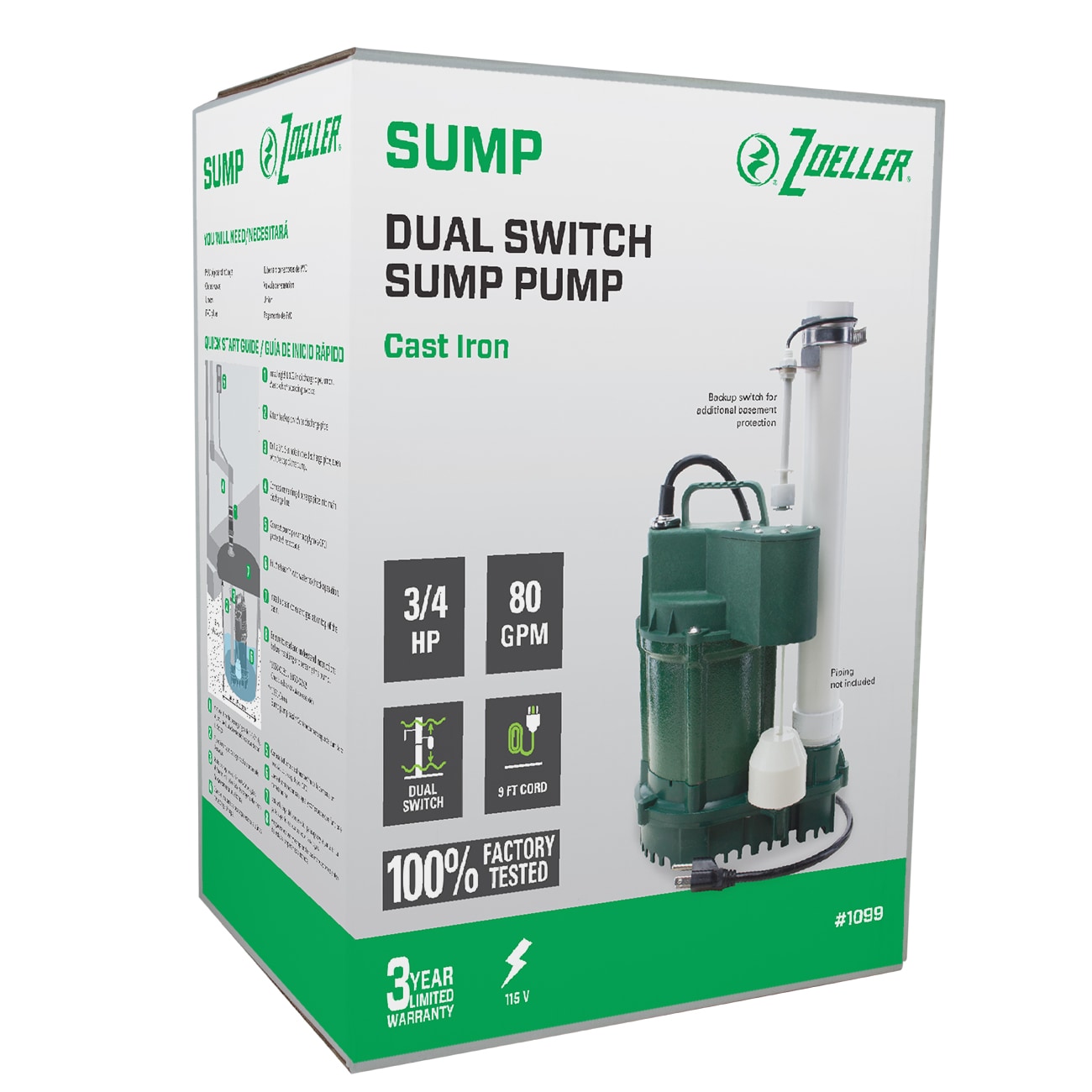 Zoeller 3/4-HP 115 -Volt 80-Gallon Cast iron Submersible sump pump