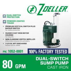 Zoeller 3/4-HP 115 -Volt 80-Gallon Cast iron Submersible sump pump